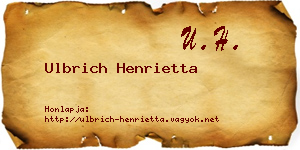 Ulbrich Henrietta névjegykártya